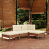 4-tlg. Garten-Lounge-Set mit Kissen Kiefer Massivholz