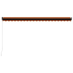 Markise Manuell Einziehbar mit LED 500x300 cm Orange & Braun