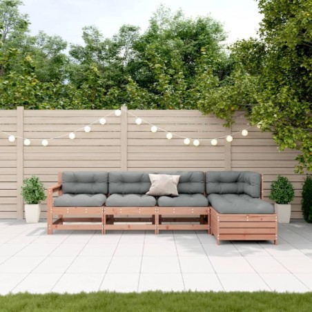 5-tlg. Garten-Lounge-Set mit Kissen Massivholz Douglasie