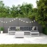 6-tlg. Garten-Lounge-Set mit Kissen Weiß Massivholz Kiefer