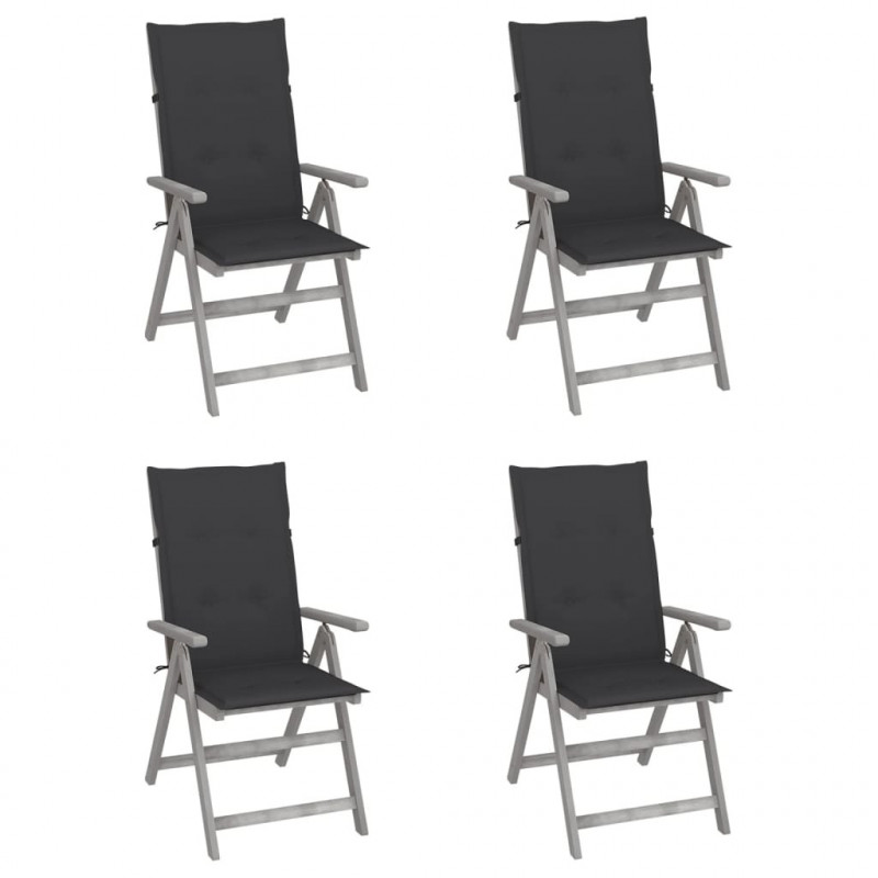 Verstellbare Gartenstühle 4 Stk. mit Auflagen Massivholz Akazie