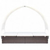 Doppel-Sonnenliege mit Sonnendach Poly Rattan Braun