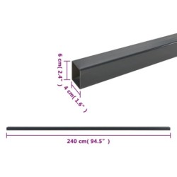 Zaunpfosten 40 Stk. Grau 240 cm Stahl