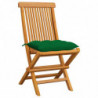 Gartenstühle mit Grünen Kissen 6 Stk. Massivholz Teak