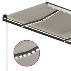 Automatische Markise mit LED & Windsensor 4,5x3,5 m Cremeweiß