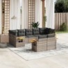 9-tlg. Garten-Sofagarnitur mit Kissen Grau Poly Rattan