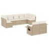 9-tlg. Garten-Sofagarnitur mit Kissen Beige Poly Rattan