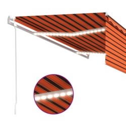 Markise Automatisch mit Rollo LED Windsensor 5x3m Orange Braun