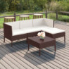 5-tlg. Garten-Lounge-Set Hadassa mit Auflagen Poly Rattan Braun