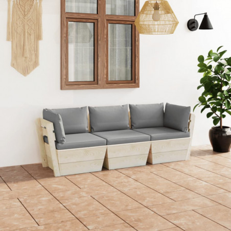Garten-Palettensofa 3-Sitzer mit Kissen Fichtenholz