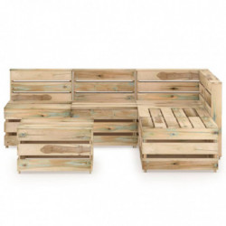 6-tlg. Garten-Lounge-Set Maksim Grün Imprägniertes Kiefernholz