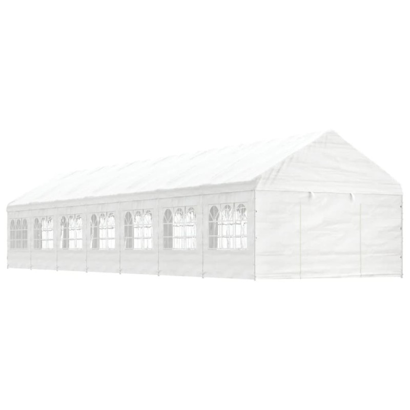 Pavillon mit Dach Weiß 15,61x4,08x3,22 m Polyethylen