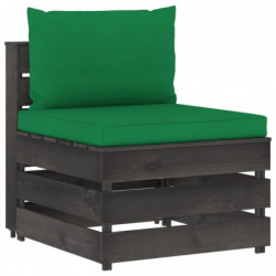 4-tlg. Garten-Lounge-Set mit Kissen Grau Imprägniertes Holz
