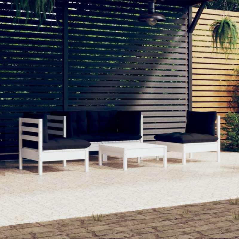 5-tlg. Garten-Lounge-Set Jill mit Kissen Kiefer Massivholz