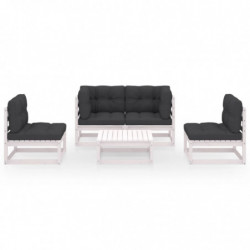 5-tlg. Garten-Lounge-Set Jim mit Kissen Kiefer Massivholz