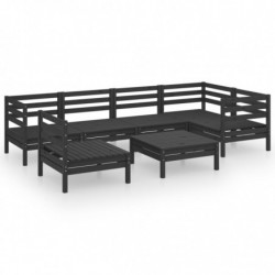 7-tlg. Garten-Lounge-Set Massivholz Kiefer Schwarz