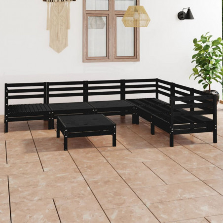 7-tlg. Garten-Lounge-Set Massivholz Kiefer Schwarz
