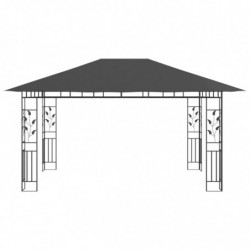 Pavillon Waclawa mit Moskitonetz & LED-Lichterkette 4x3x2,73m Anthrazit