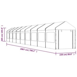 Pavillon mit Dach Weiß 20,07x2,28x2,69 m Polyethylen