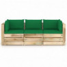 3-Sitzer-Gartensofa Berend mit Kissen Grün Imprägniertes Holz
