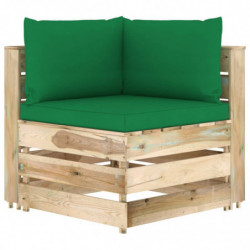3-Sitzer-Gartensofa Berend mit Kissen Grün Imprägniertes Holz