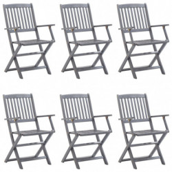 Klappbare Gartenstühle 6 Stk. mit Sitzkissen Massivholz Akazie