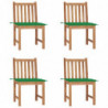 Gartenstühle 4 Stk. mit Kissen Massivholz Teak