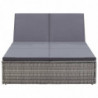 Doppel-Sonnenliege mit Auflage Poly Rattan Grau