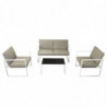 4-tlg. Garten-Lounge-Set Giacomo mit Auflagen Stahl Weiß