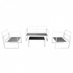 4-tlg. Garten-Lounge-Set Giacomo mit Auflagen Stahl Weiß