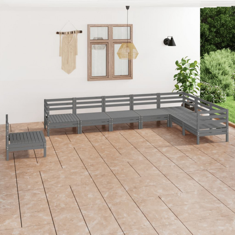 8-tlg. Garten-Lounge-Set Puya Massivholz Kiefer Grau