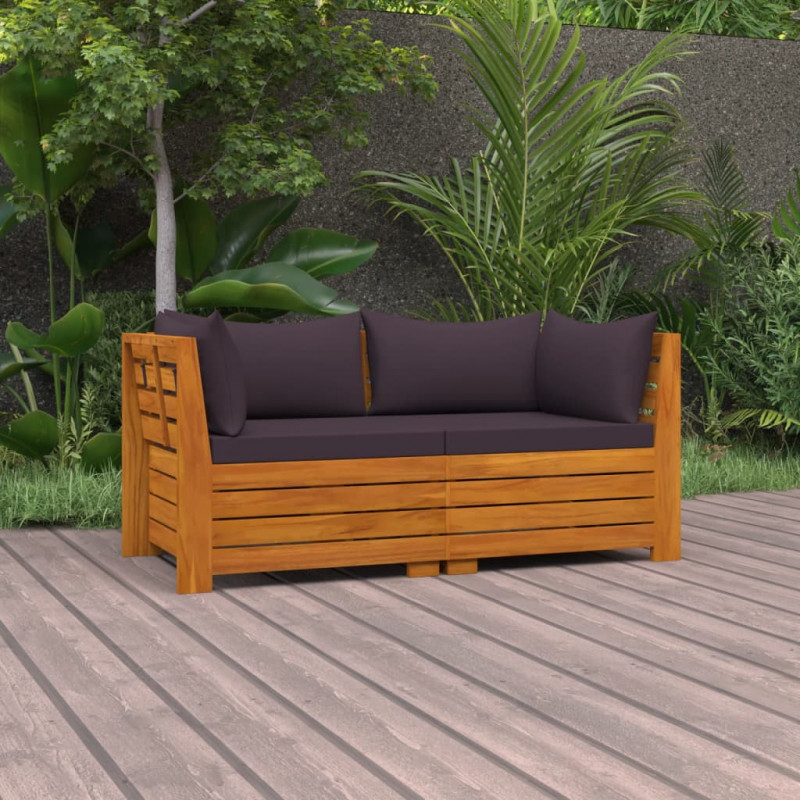 2-Sitzer-Gartensofa Arwed mit Kissen Massivholz Akazie
