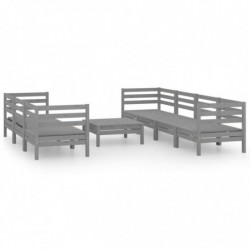 8-tlg. Garten-Lounge-Set Qadim Grau Kiefer Massivholz