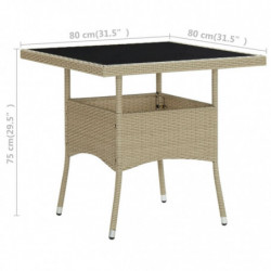 5-tlg. Garten-Essgruppe Jonna Poly Rattan und Glas Beige