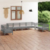 8-tlg. Garten-Lounge-Set Qazim Grau Massivholz Kiefer