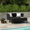 4-tlg. Garten-Lounge-Set Fatme mit Auflagen Poly Rattan Schwarz