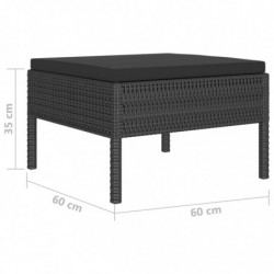 4-tlg. Garten-Lounge-Set Fatme mit Auflagen Poly Rattan Schwarz