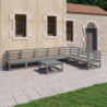 8-tlg. Garten-Lounge-Set Qence Grau Kiefer Massivholz