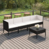 5-tlg. Garten-Lounge-Set Hektor mit Auflagen Poly Rattan Schwarz