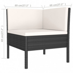 5-tlg. Garten-Lounge-Set Helen mit Auflagen Poly Rattan Schwarz