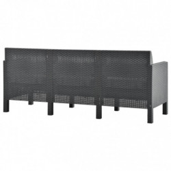 2-tlg. Garten-Lounge-Set Bea mit Kissen PP Rattan Anthrazit