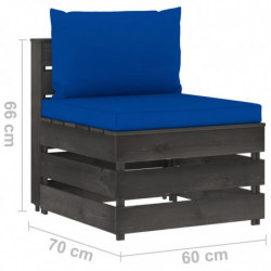 3-Sitzer-Gartensofa Bertie mit Kissen Grau Imprägniertes Holz
