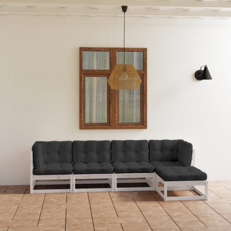 5-tlg. Garten-Lounge-Set Juanita mit Kissen Kiefer Massivholz