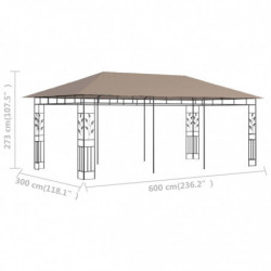 Pavillon Winona mit Moskitonetz 6x3x2,73 m Taupe 180 g/m²