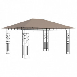 Pavillon Winston mit Moskitonetz & LED-Lichterkette 4x3x2,73 m Taupe