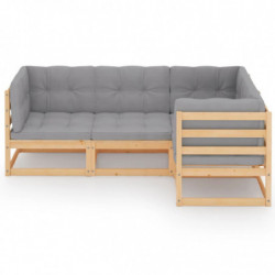 4-tlg. Garten-Lounge-Set Gideon mit Kissen Kiefer Massivholz