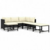 7-tlg. Garten-Lounge-Set Nickolas mit Kissen Poly Rattan Schwarz