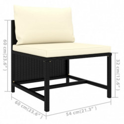 7-tlg. Garten-Lounge-Set Nickolas mit Kissen Poly Rattan Schwarz