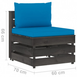 3-Sitzer-Gartensofa Bertolt mit Kissen Grau Imprägniertes Holz