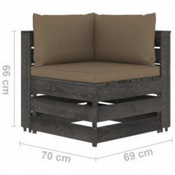 3-Sitzer-Gartensofa Beryll mit Kissen Grau Imprägniertes Holz